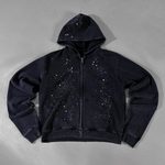 Rhinestones acid wash hoodie